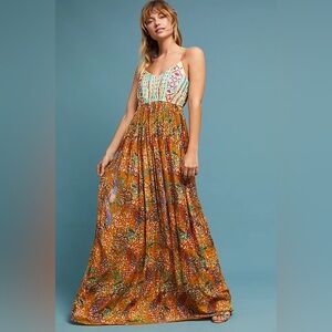 Anthropologie Raga Parkland Maxi Dress Size S Bohemian Style with side Zip